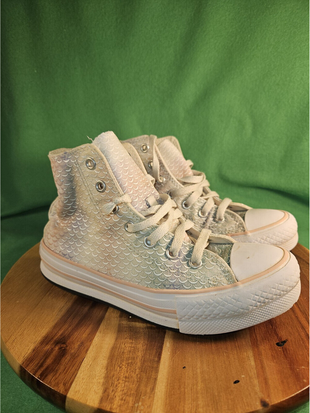 Converse All Star Chuck Taylor Lift Hi Top Pastel Mermaid Scales Youth Size 2